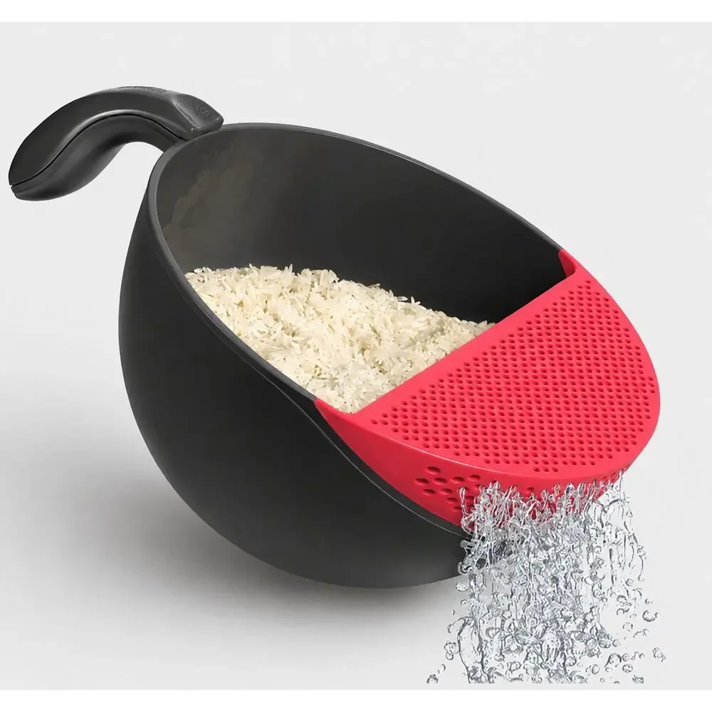 ArtCook 2-in-1 Produce Washing Bowl & Built-In Strainer 5.3  Quart Pink Gray New